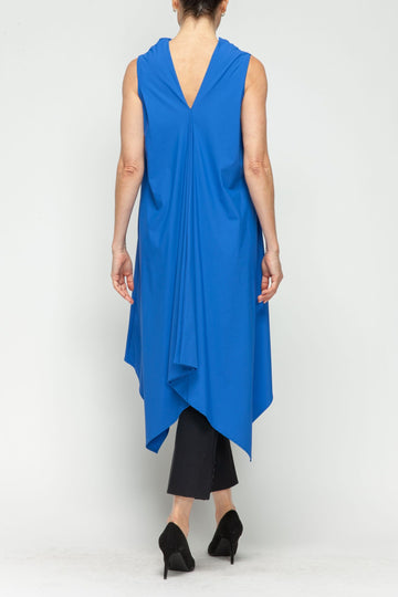 Blue Cowl Neck Sleeveless Drape